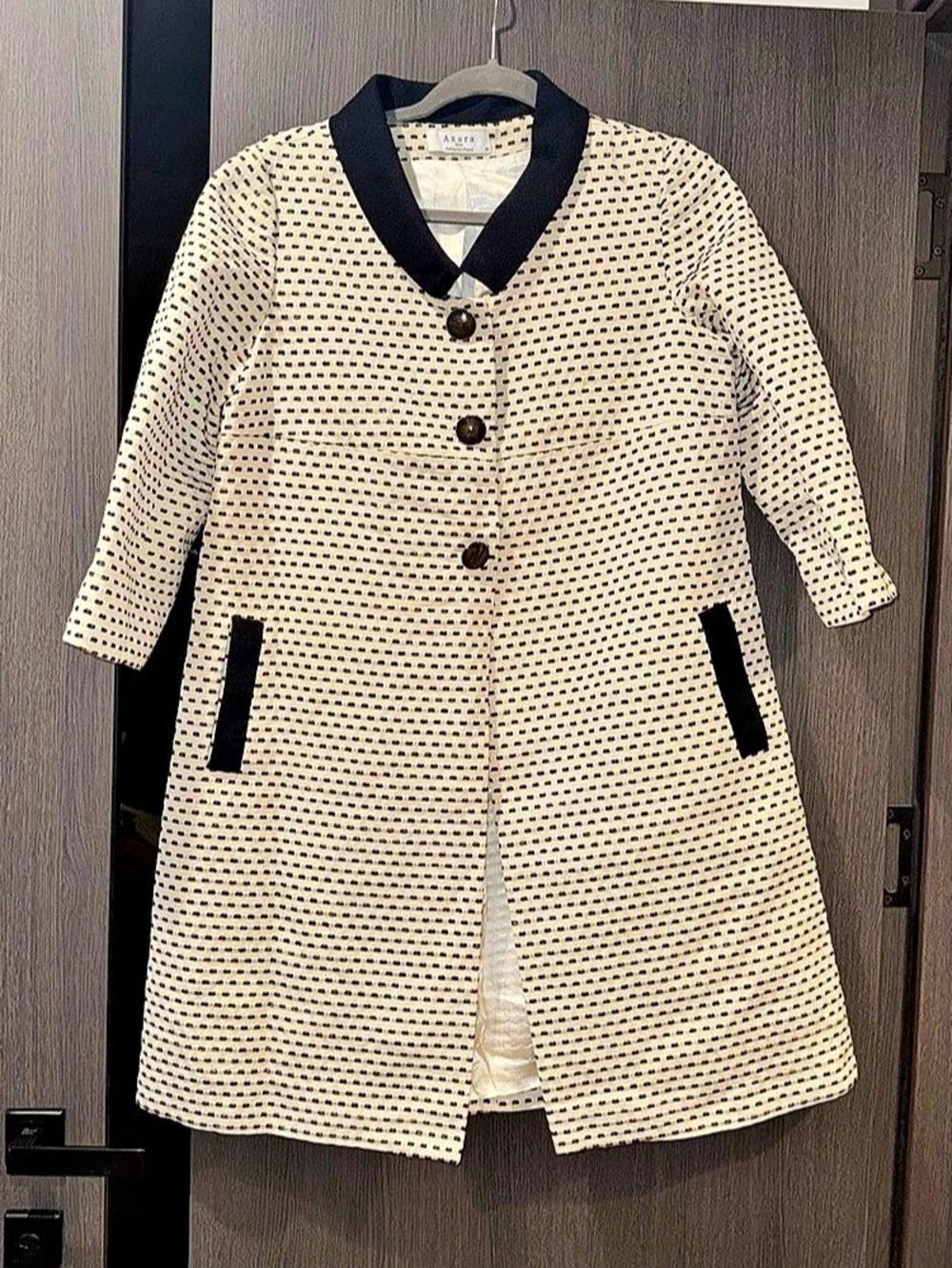 Axara Paris Geometric Cream & Black Coat